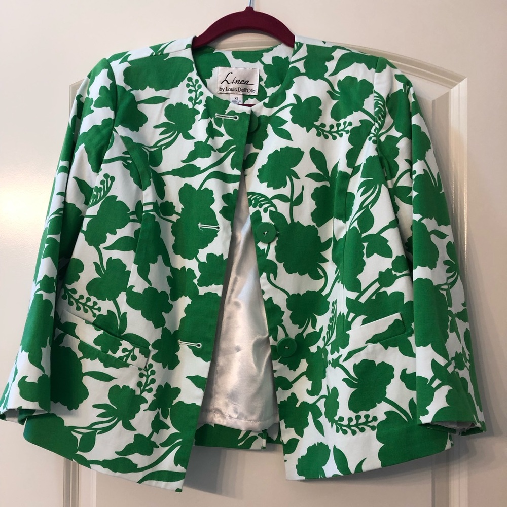Linea by Louis Dell’Olio green/white blazer XS vintage EUC